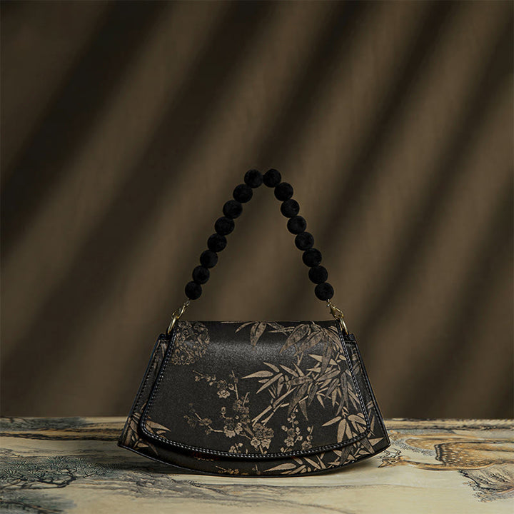 Bolso bandolera de seda Xiangyunsha con cadena de cuentas de Buddha Stones