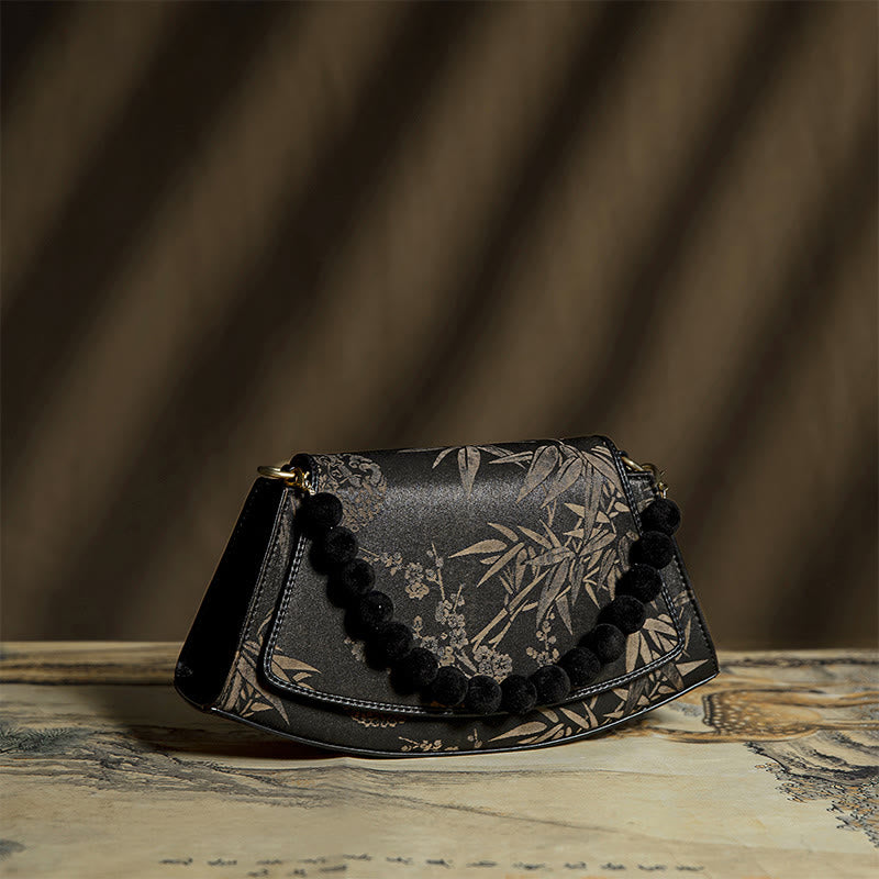 Bolso bandolera de seda Xiangyunsha con cadena de cuentas de Buddha Stones