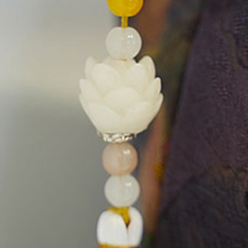 Bolso bandolera con brocado de seda Xiangyunsha con diseño de Buddha Stones, loto, bambú, grulla, ciervo, mariposa, montaña