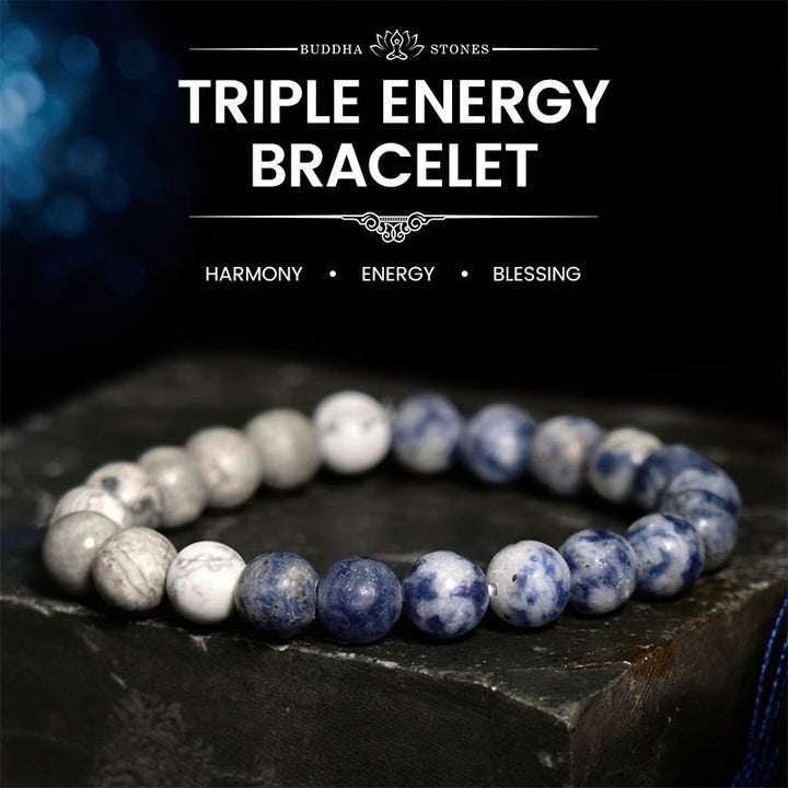 Pulsera de intuición con Buddha Stones , sodalita, jaspe Picasso y turquesa blanca