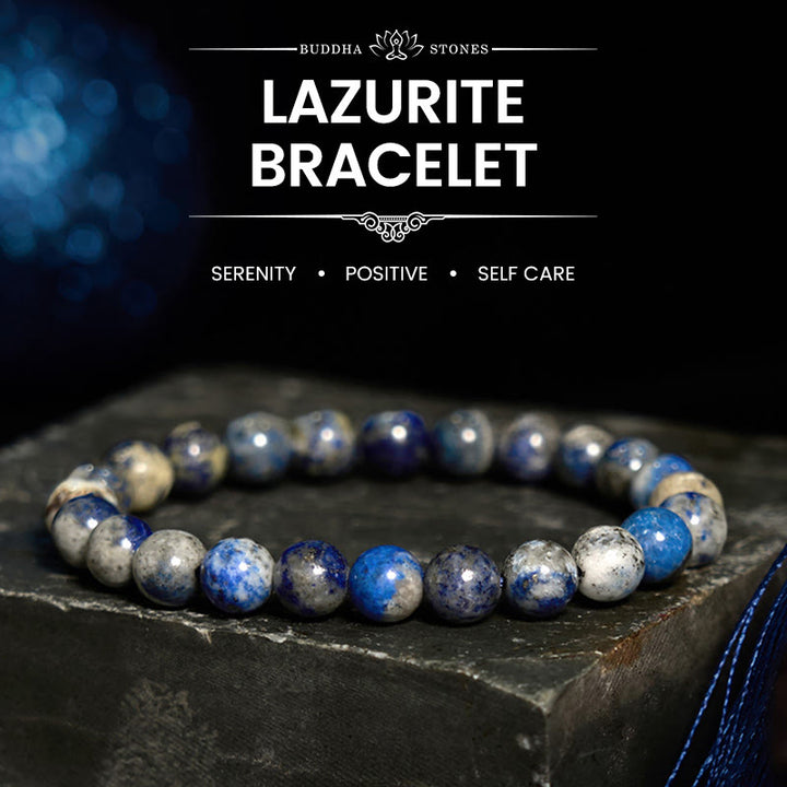 Pulsera positiva de autocuidado con lapislázuli y lazurita de piedra de Buda - Lazurita (circunferencia de la muñeca: 14-16 cm) - image 0