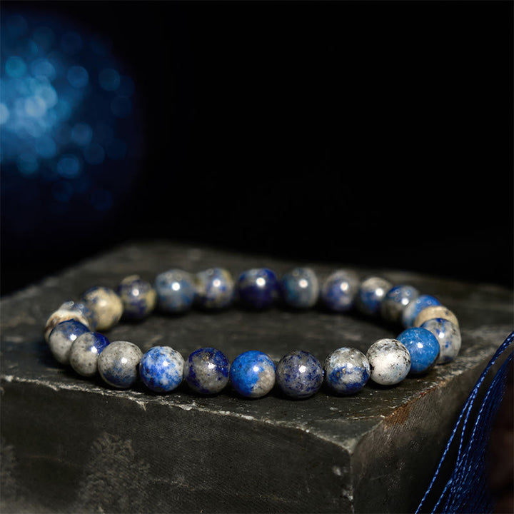 Pulsera positiva de autocuidado con lapislázuli y lazurita de piedra de Buda - image 1