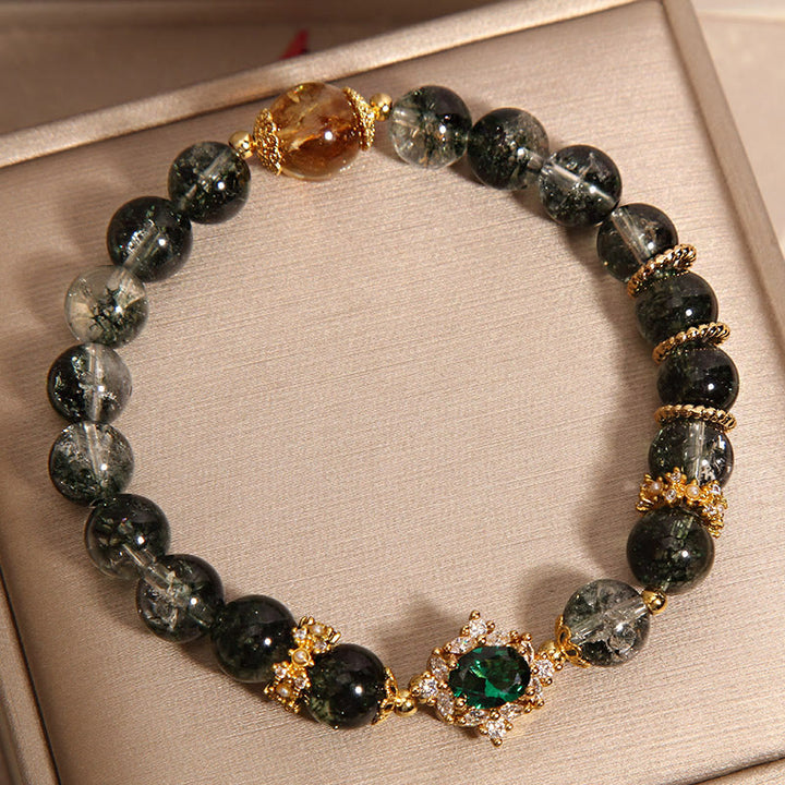Pulsera de confianza con cristales verdes fantasma de Buddha Stones