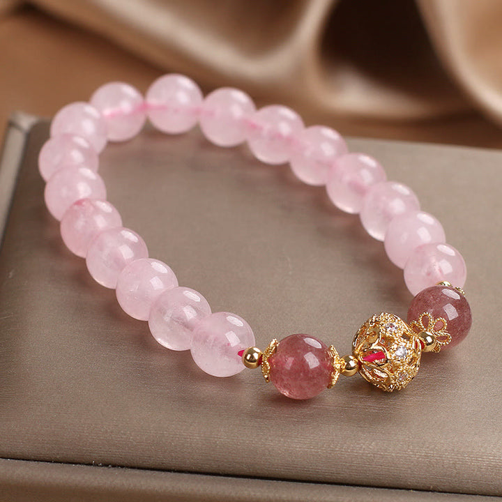Pulsera de amor de cuarzo fresa y cristal rosa de Buddha Stones - image 4