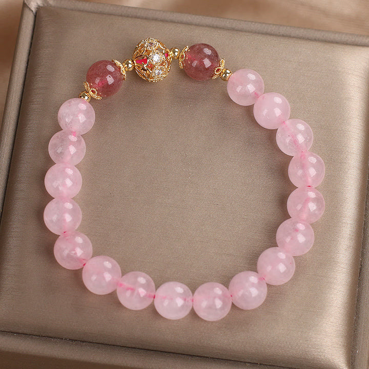 Pulsera de amor de cuarzo fresa y cristal rosa de Buddha Stones - image 8