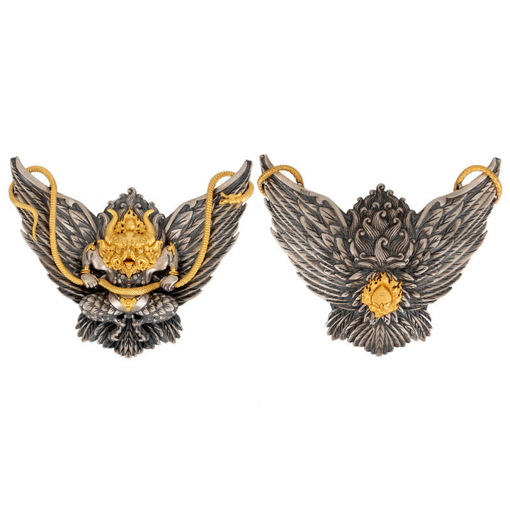 Collar con colgante de plata de ley 925 con Buddha Stones , pájaro tibetano Garuda, dragón, serpiente y sabiduría - image 11