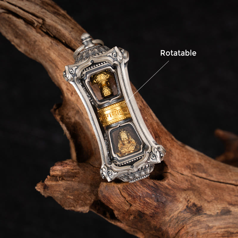 Collar con colgante de bendición de la diosa de la riqueza tibetana Zakiram de plata de ley 925 con Buddha Stones