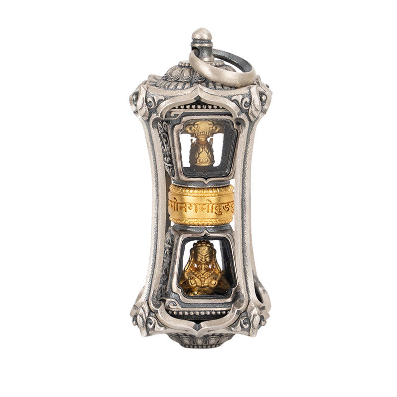 Collar con colgante de bendición de la diosa de la riqueza tibetana Zakiram de plata de ley 925 con Buddha Stones