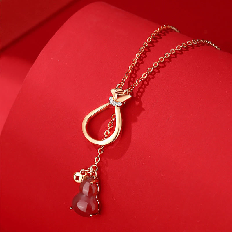 Colgante de plata de ley 925 con forma de calabaza, calcedonia y ágata roja , con Buddha Stones y bolsa de la suerte que da confianza - Ágata roja plata de ley 925 - image 0