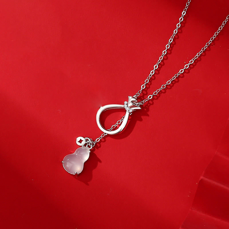 Colgante de plata de ley 925 con forma de calabaza, calcedonia y ágata roja , con Buddha Stones y bolsa de la suerte que da confianza
