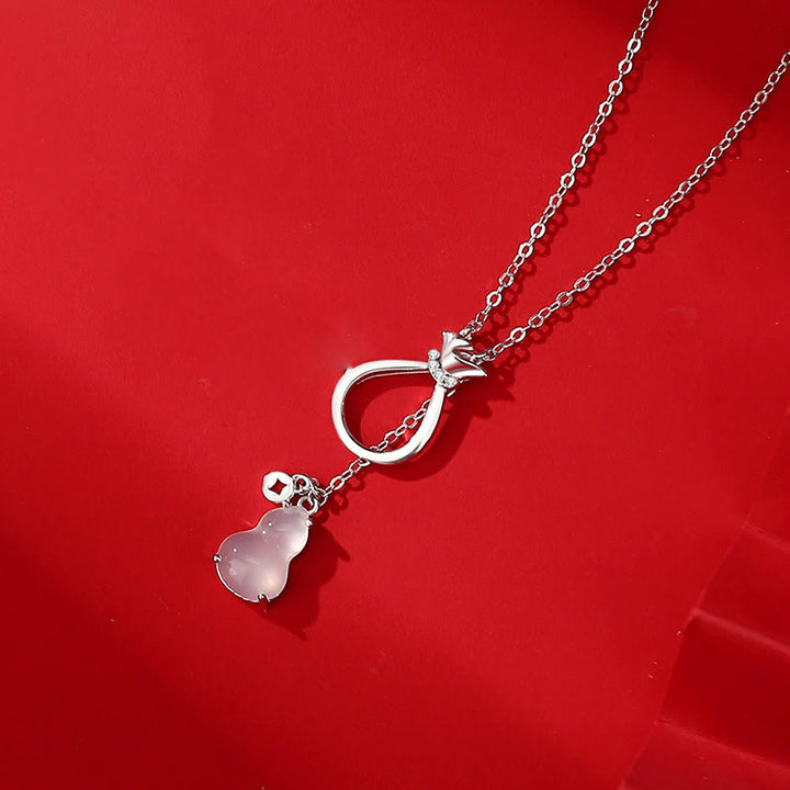 Colgante de plata de ley 925 con forma de calabaza, calcedonia y ágata roja , con Buddha Stones y bolsa de la suerte que da confianza - Calcedonia Plata de Ley 925 - image 4