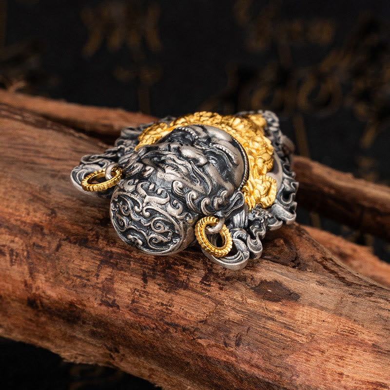 Collar con colgante de Buddha Stones en plata de ley 925 con protección del dios de la riqueza Jambhala tibetano amarillo