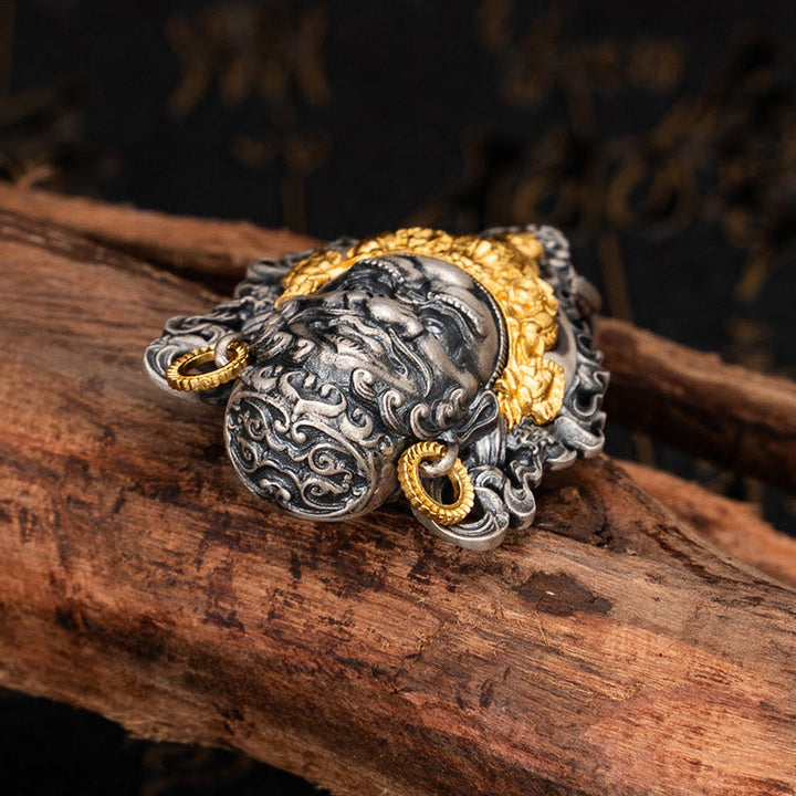 Collar con colgante de Buddha Stones en plata de ley 925 con protección del dios de la riqueza Jambhala tibetano amarillo