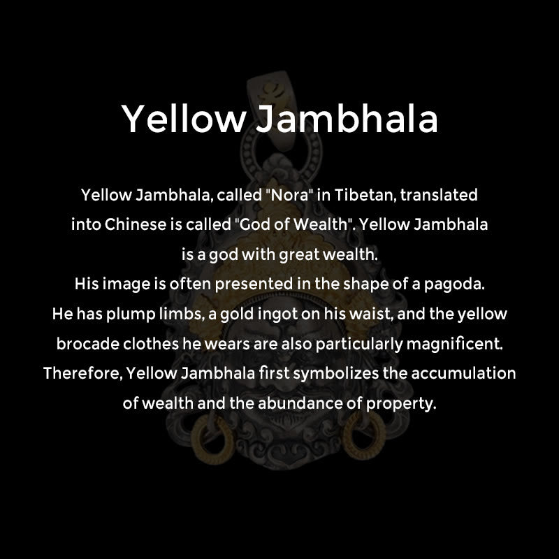Collar con colgante de Buddha Stones en plata de ley 925 con protección del dios de la riqueza Jambhala tibetano amarillo