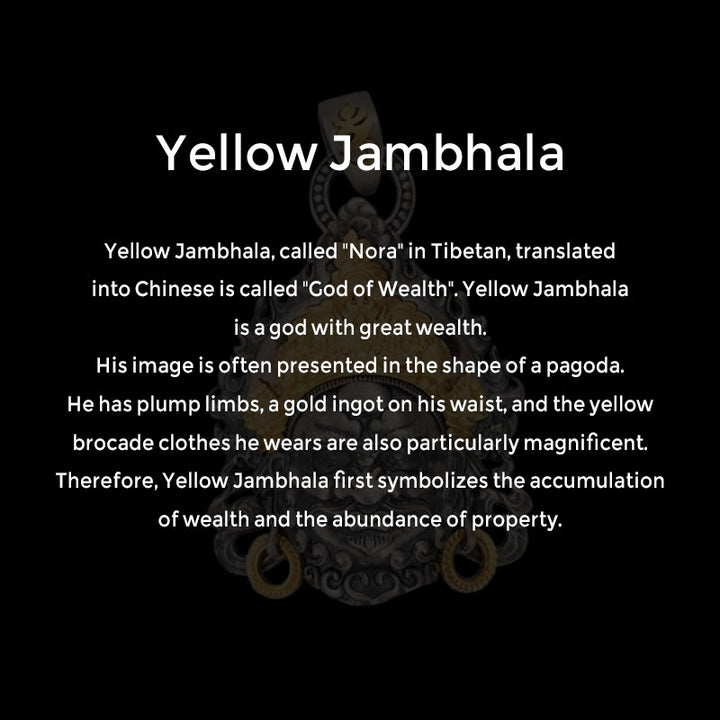 Collar con colgante de Buddha Stones en plata de ley 925 con protección del dios de la riqueza Jambhala tibetano amarillo