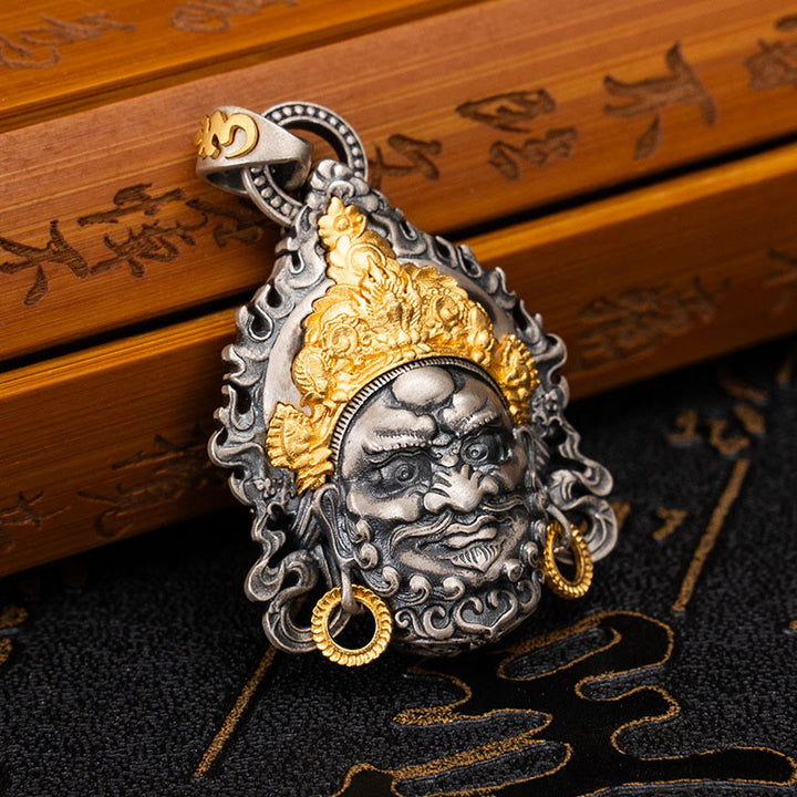 Collar con colgante de Buddha Stones en plata de ley 925 con protección del dios de la riqueza Jambhala tibetano amarillo