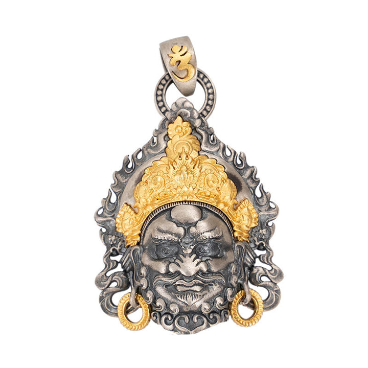 Collar con colgante de Buddha Stones en plata de ley 925 con protección del dios de la riqueza Jambhala tibetano amarillo