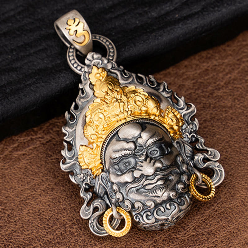 Collar con colgante de Buddha Stones en plata de ley 925 con protección del dios de la riqueza Jambhala tibetano amarillo