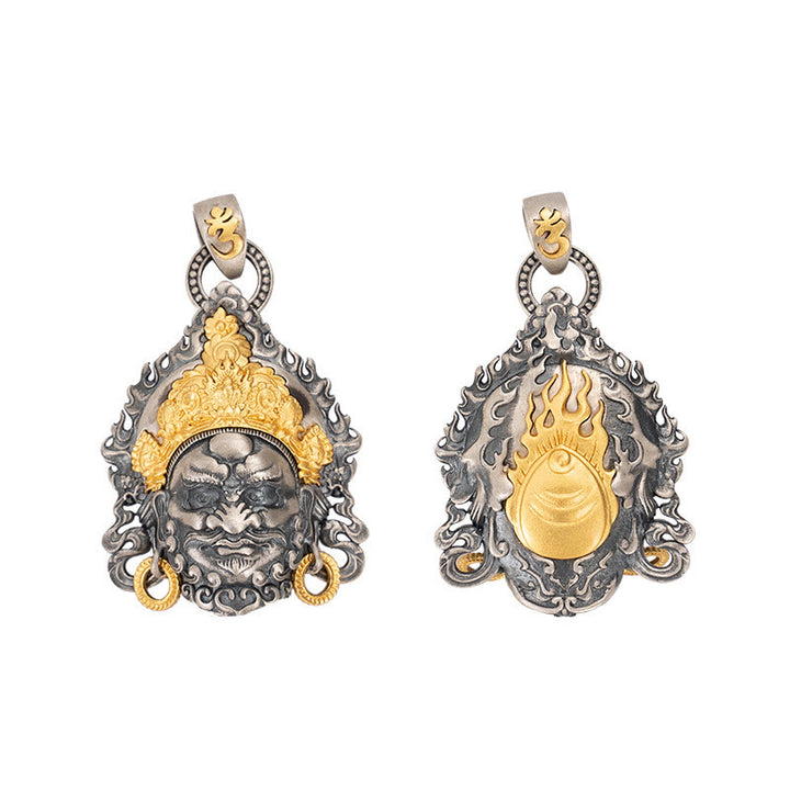 Collar con colgante de Buddha Stones en plata de ley 925 con protección del dios de la riqueza Jambhala tibetano amarillo