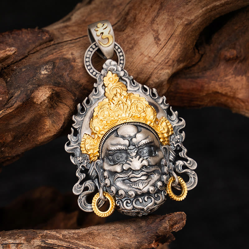 Collar con colgante de Buddha Stones en plata de ley 925 con protección del dios de la riqueza Jambhala tibetano amarillo