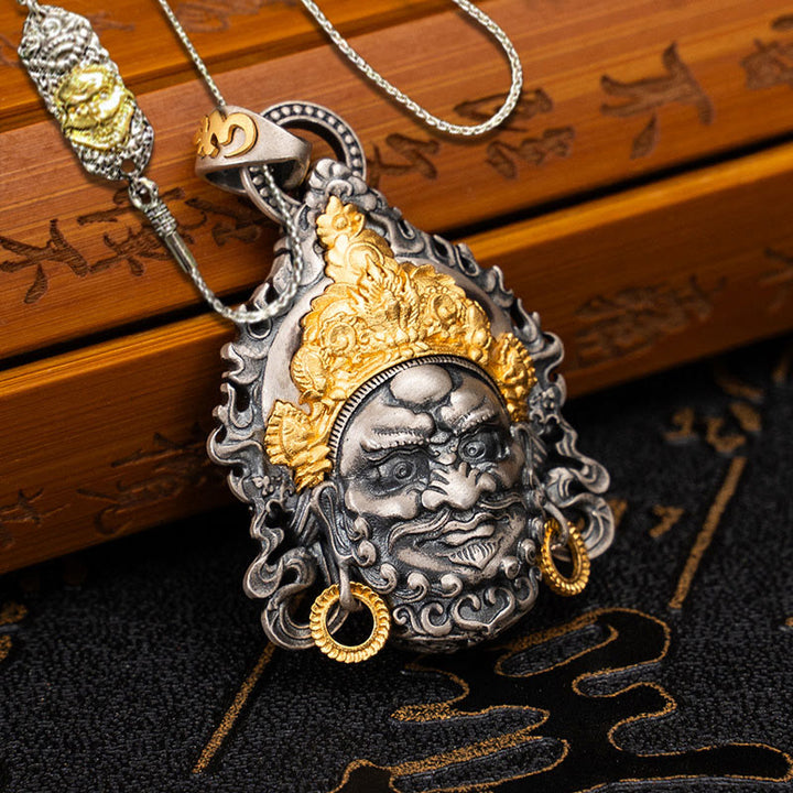 Collar con colgante de Buddha Stones en plata de ley 925 con protección del dios de la riqueza Jambhala tibetano amarillo