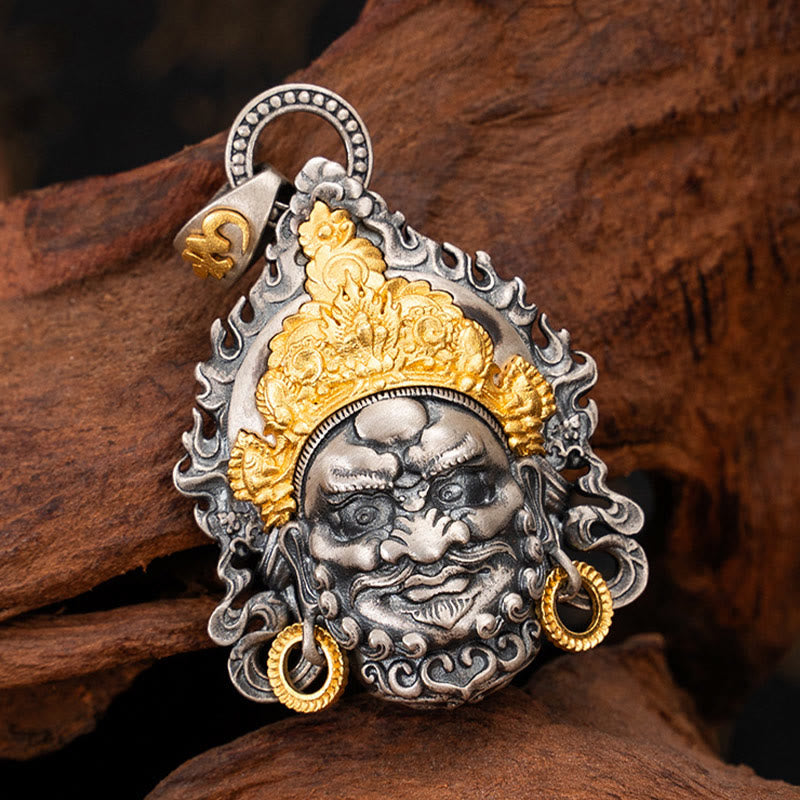 Collar con colgante de Buddha Stones en plata de ley 925 con protección del dios de la riqueza Jambhala tibetano amarillo