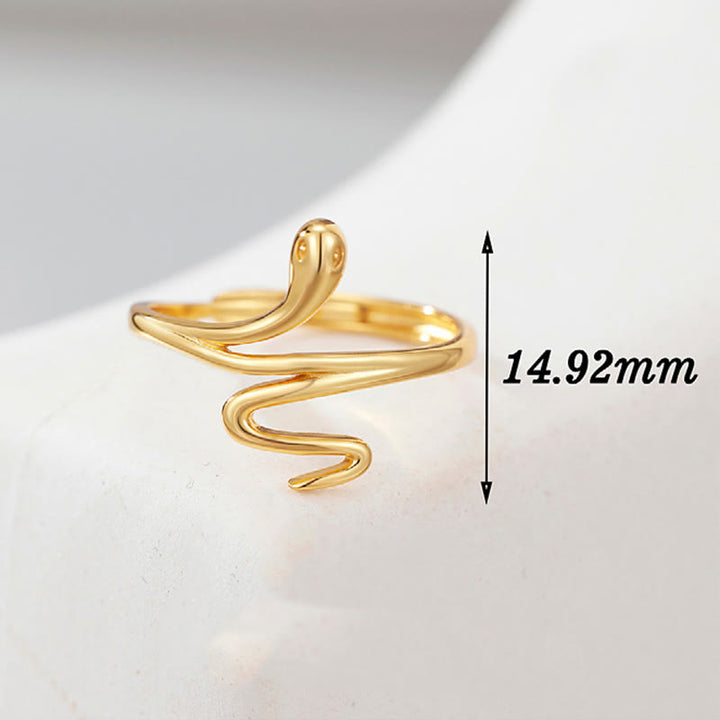 Anillo ajustable de equilibrio y calma del año de la serpiente dorada en plata de ley 925 con Buddha Stones