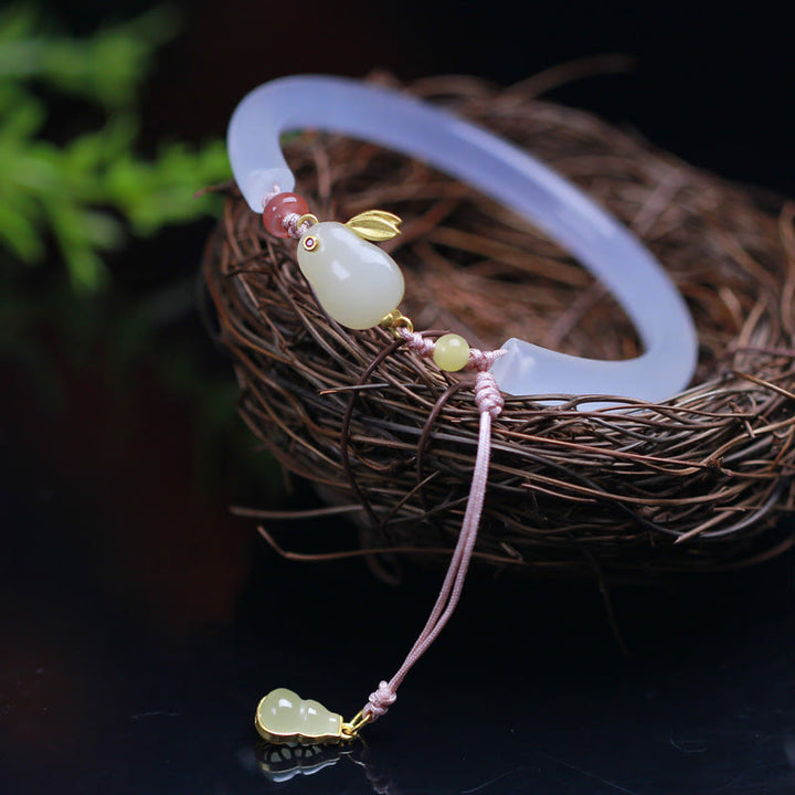 Pulsera con cuentas de jade hetiano de ágata blanca natural y Buddha Stones