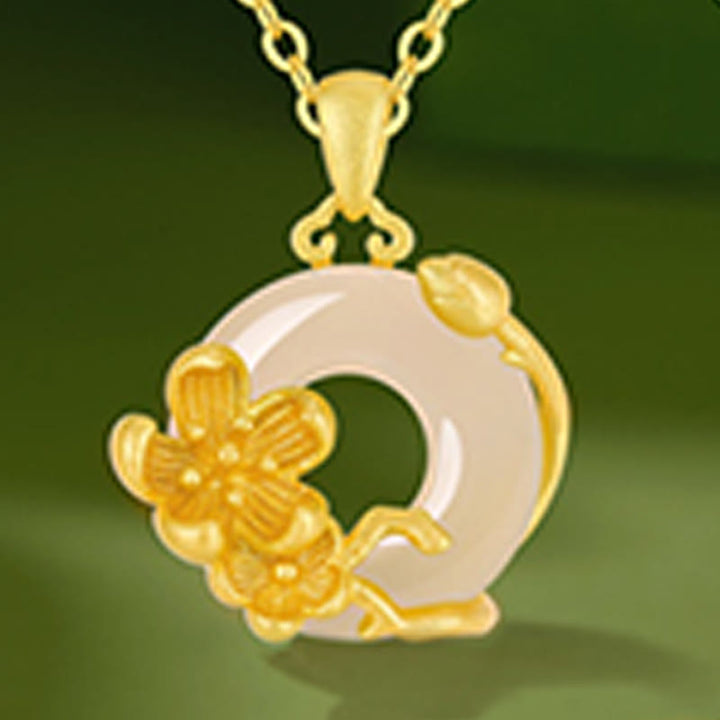 Collar con colgante de flores y hebilla de la paz de plata de ley 925 con Buddha Stones y calcedonia - image 8