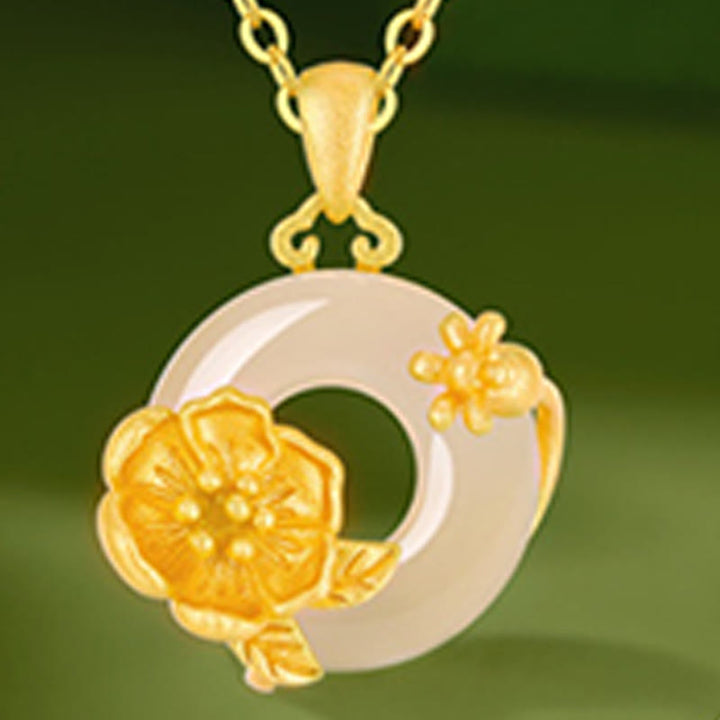 Collar con colgante de flores y hebilla de la paz de plata de ley 925 con Buddha Stones y calcedonia - image 15