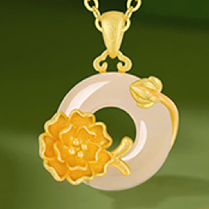 Collar con colgante de flores y hebilla de la paz de plata de ley 925 con Buddha Stones y calcedonia - image 25