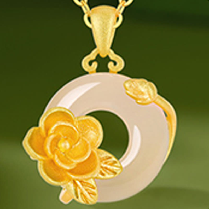 Collar con colgante de flores y hebilla de la paz de plata de ley 925 con Buddha Stones y calcedonia - image 27