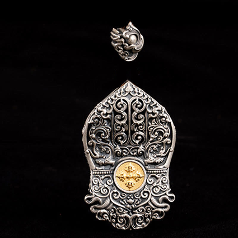 Collar con colgante de protección de cuentas Dzi de la diosa de la riqueza tibetana Zakiram de plata de ley 925 con Buddha Stones