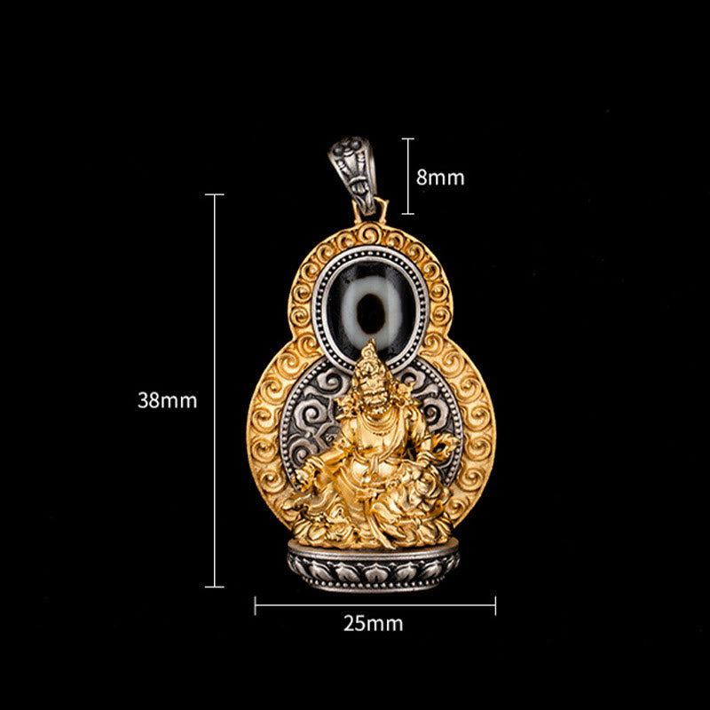Collar con colgante de plata de ley 925 con Buddha Stones , Jambhala amarilla del Tíbet, dios de la riqueza, Dzi, Om Mani Padme Hum, felicidad - image 10