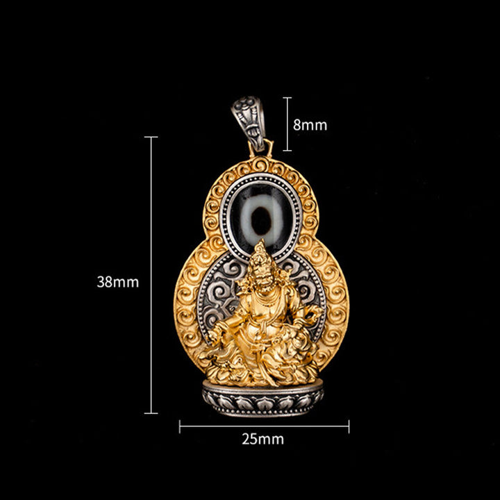 Collar con colgante de plata de ley 925 con Buddha Stones , Jambhala amarilla del Tíbet, dios de la riqueza, Dzi, Om Mani Padme Hum, felicidad - image 10