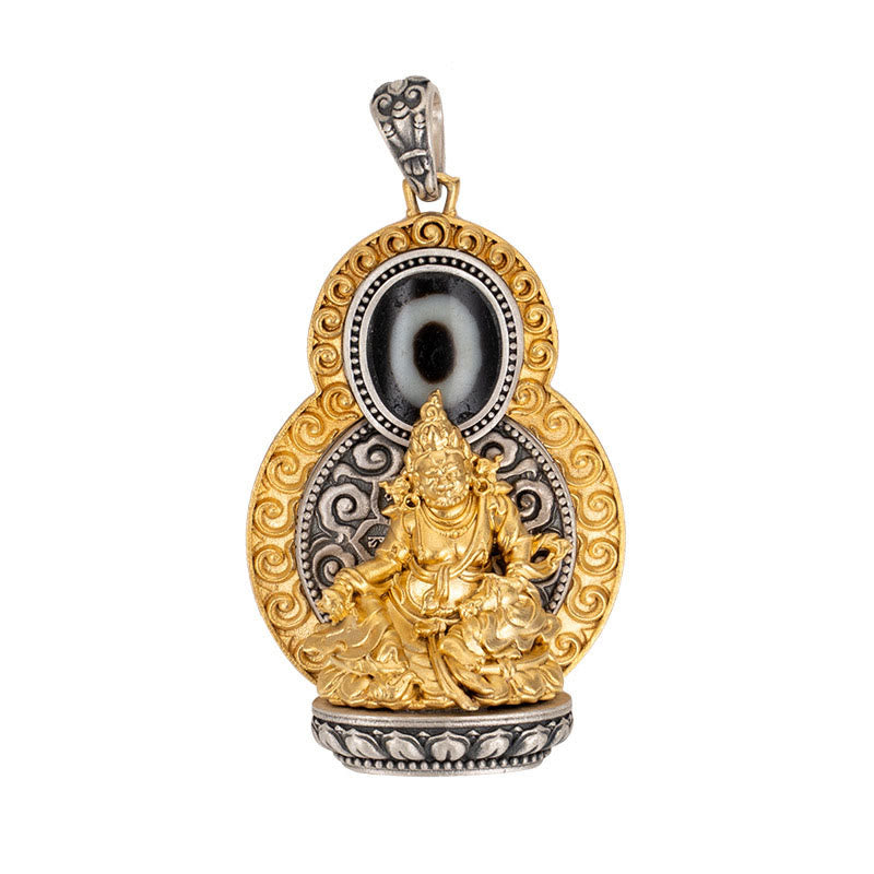 Collar con colgante de plata de ley 925 con Buddha Stones , Jambhala amarilla del Tíbet, dios de la riqueza, Dzi, Om Mani Padme Hum, felicidad - image 13