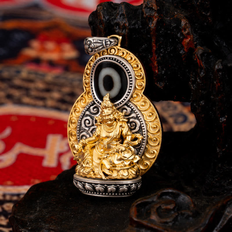 Collar con colgante de plata de ley 925 con Buddha Stones , Jambhala amarilla del Tíbet, dios de la riqueza, Dzi, Om Mani Padme Hum, felicidad - image 9