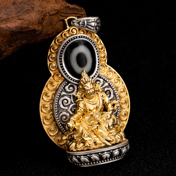 Collar con colgante de plata de ley 925 con Buddha Stones , Jambhala amarilla del Tíbet, dios de la riqueza, Dzi, Om Mani Padme Hum, felicidad - image 2