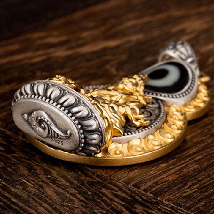 Collar con colgante de plata de ley 925 con Buddha Stones , Jambhala amarilla del Tíbet, dios de la riqueza, Dzi, Om Mani Padme Hum, felicidad - image 3