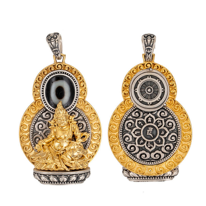 Collar con colgante de plata de ley 925 con Buddha Stones , Jambhala amarilla del Tíbet, dios de la riqueza, Dzi, Om Mani Padme Hum, felicidad - image 12