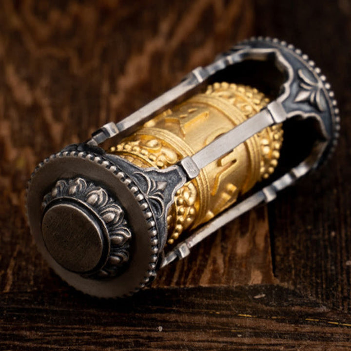 Collar con colgante de sabiduría Om Mani Padme Hum con rueda de oración tibetana de plata de ley 925 y Buddha Stones - image 3