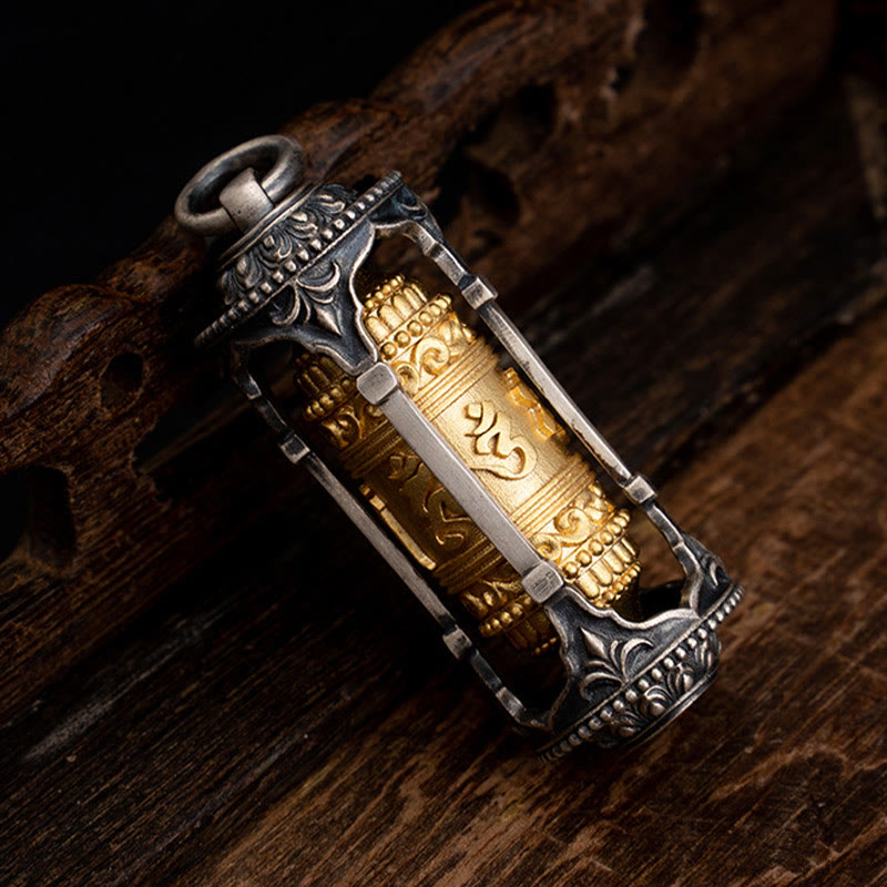 Collar con colgante de sabiduría Om Mani Padme Hum con rueda de oración tibetana de plata de ley 925 y Buddha Stones - image 9