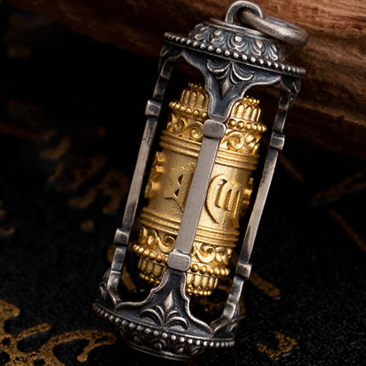Collar con colgante de sabiduría Om Mani Padme Hum con rueda de oración tibetana de plata de ley 925 y Buddha Stones - image 9