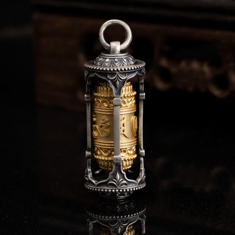 Collar con colgante de sabiduría Om Mani Padme Hum con rueda de oración tibetana de plata de ley 925 y Buddha Stones - image 5