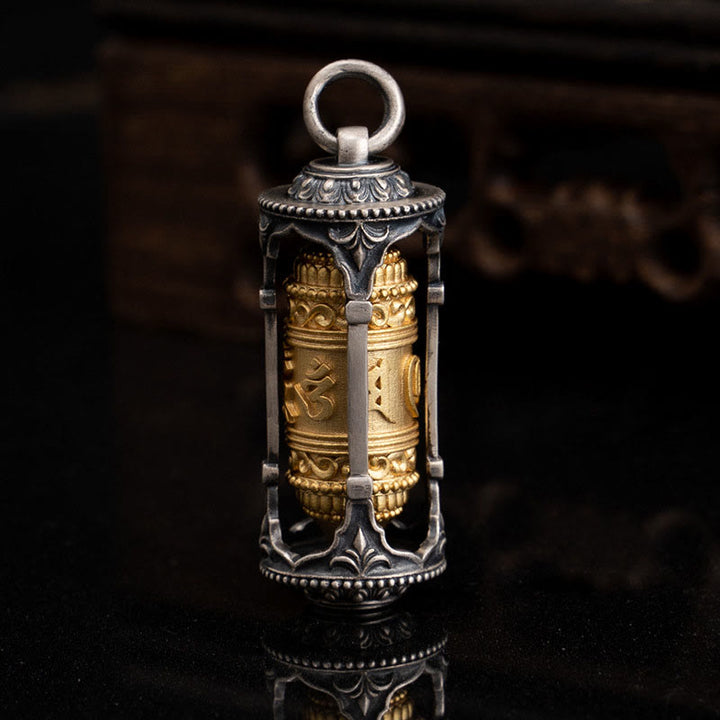 Collar con colgante de sabiduría Om Mani Padme Hum con rueda de oración tibetana de plata de ley 925 y Buddha Stones - image 5