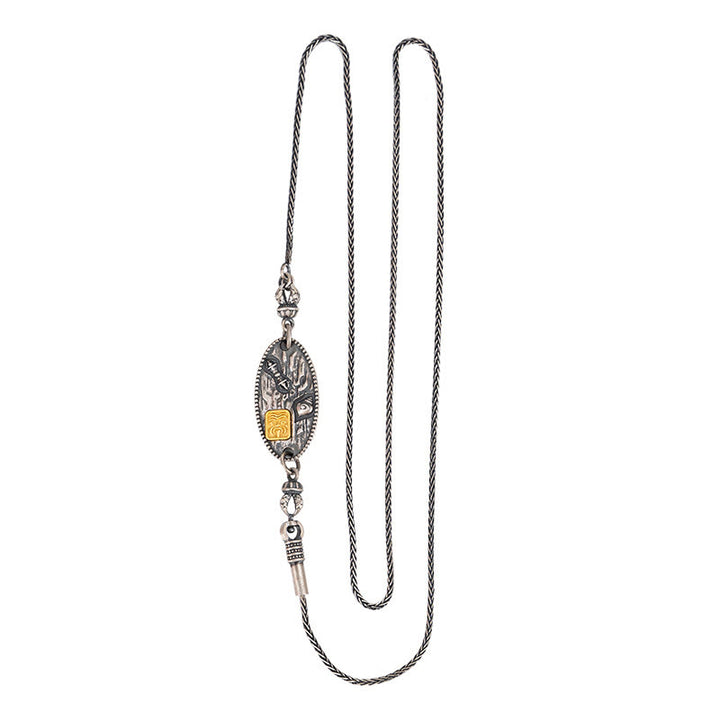 Collar de cadena de metal con protección Om Mani Padme Hum de la diosa de la riqueza tibetana Zakiram de plata de ley 925 con Buddha Stones - Cadena Zakiram de 49 cm - image 3
