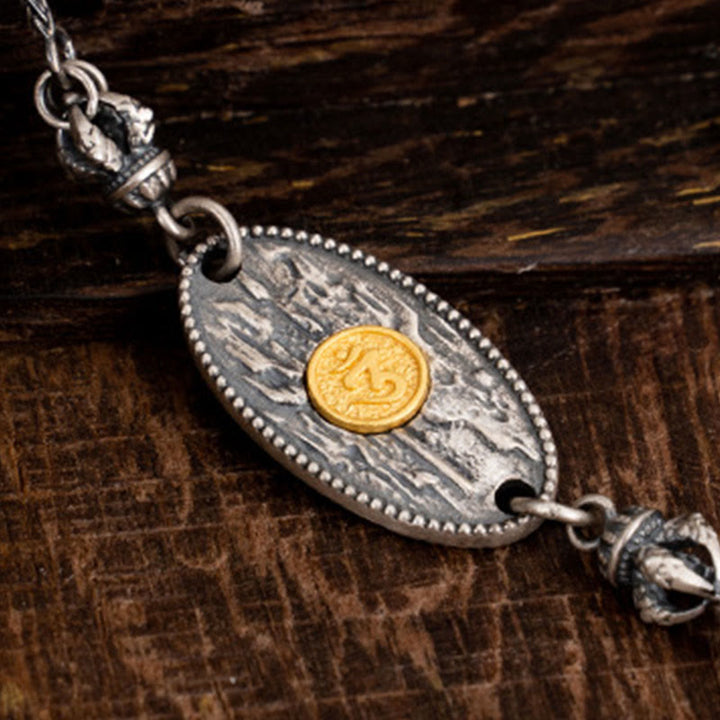 Collar de cadena de metal con protección Om Mani Padme Hum de la diosa de la riqueza tibetana Zakiram de plata de ley 925 con Buddha Stones - image 4