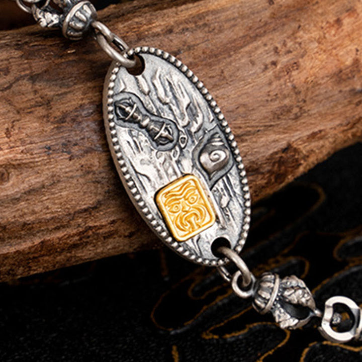 Collar de cadena de metal con protección Om Mani Padme Hum de la diosa de la riqueza tibetana Zakiram de plata de ley 925 con Buddha Stones - image 4