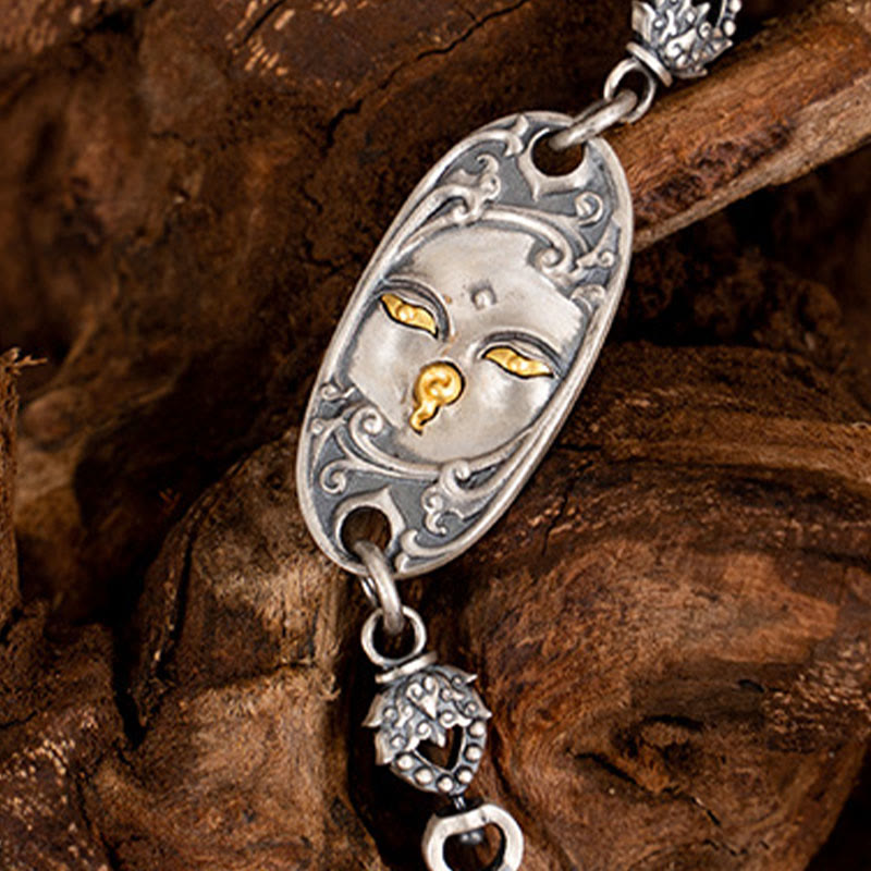 Collar de cadena de metal con protección Om Mani Padme Hum de la diosa de la riqueza tibetana Zakiram de plata de ley 925 con Buddha Stones - image 7