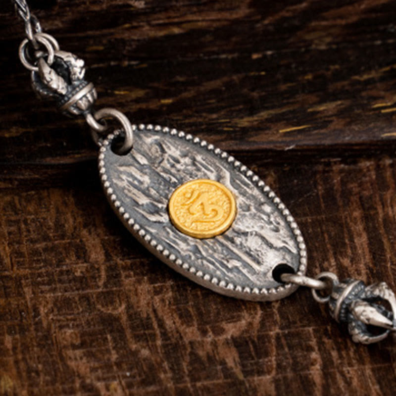 Collar de cadena de metal con protección Om Mani Padme Hum de la diosa de la riqueza tibetana Zakiram de plata de ley 925 con Buddha Stones - image 5